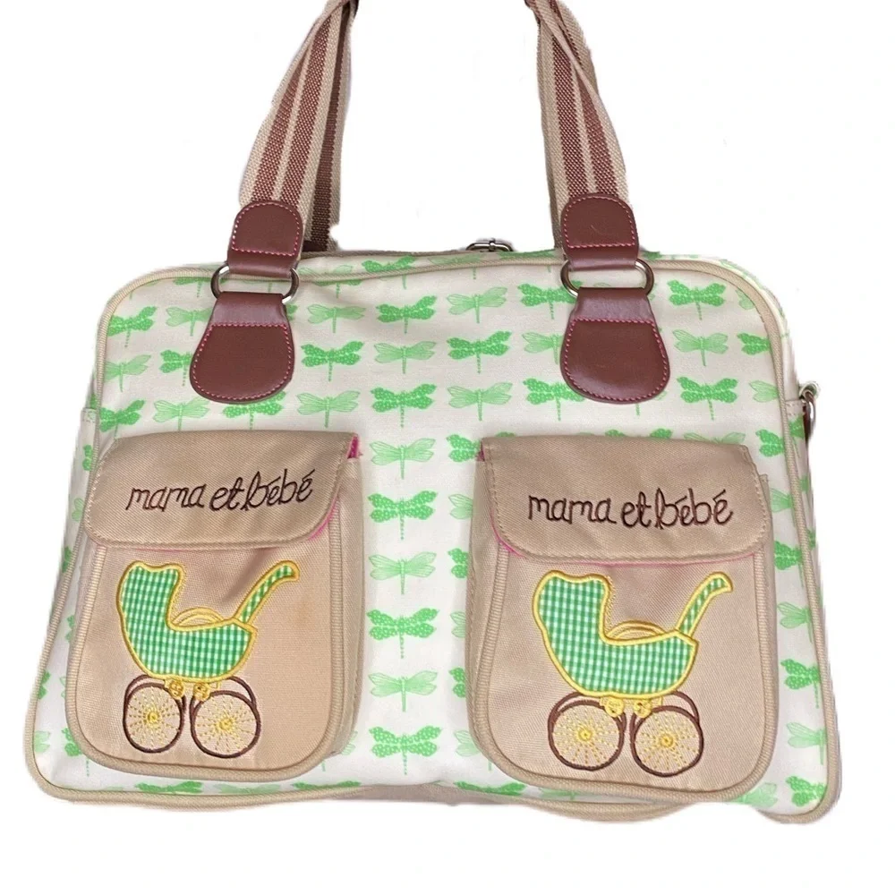 Pink Lining Mama Et Bebe Green Dragonflies Diaper